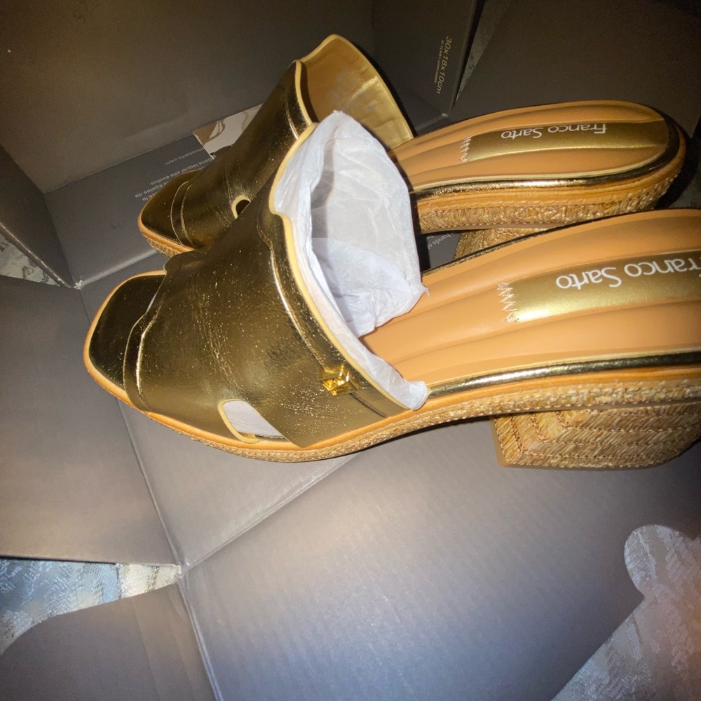 Franco Sarto Metallic Gold Mules